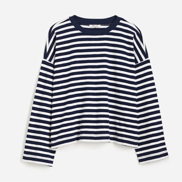 Madewell Tops - Madewell Striped Long Sleeve Crew Neck Pullover Sweater Top Small